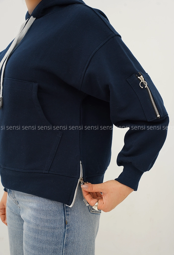 هودی باکسی آستین زیپ کد1005152